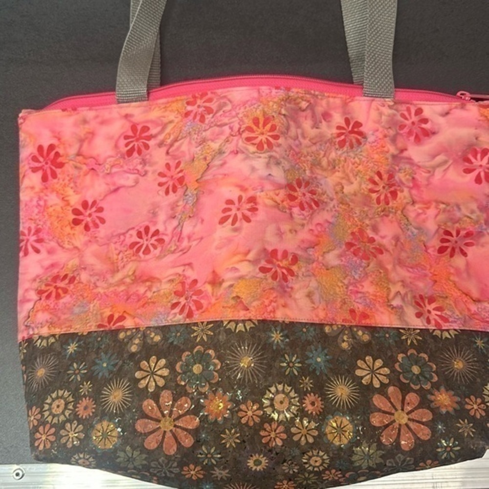Cloth pink and brown multicolor over the shoulder purse no branding